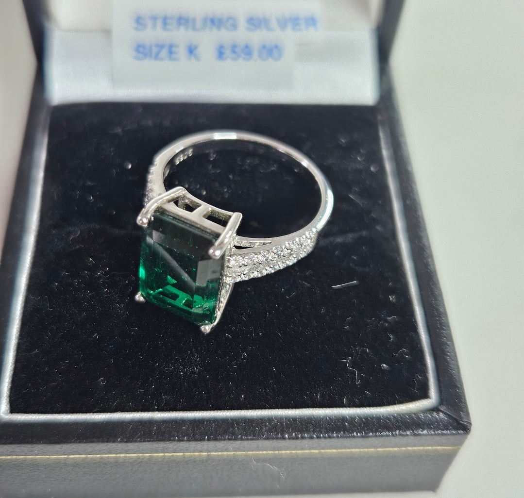 Synthetic emerald ring - size K