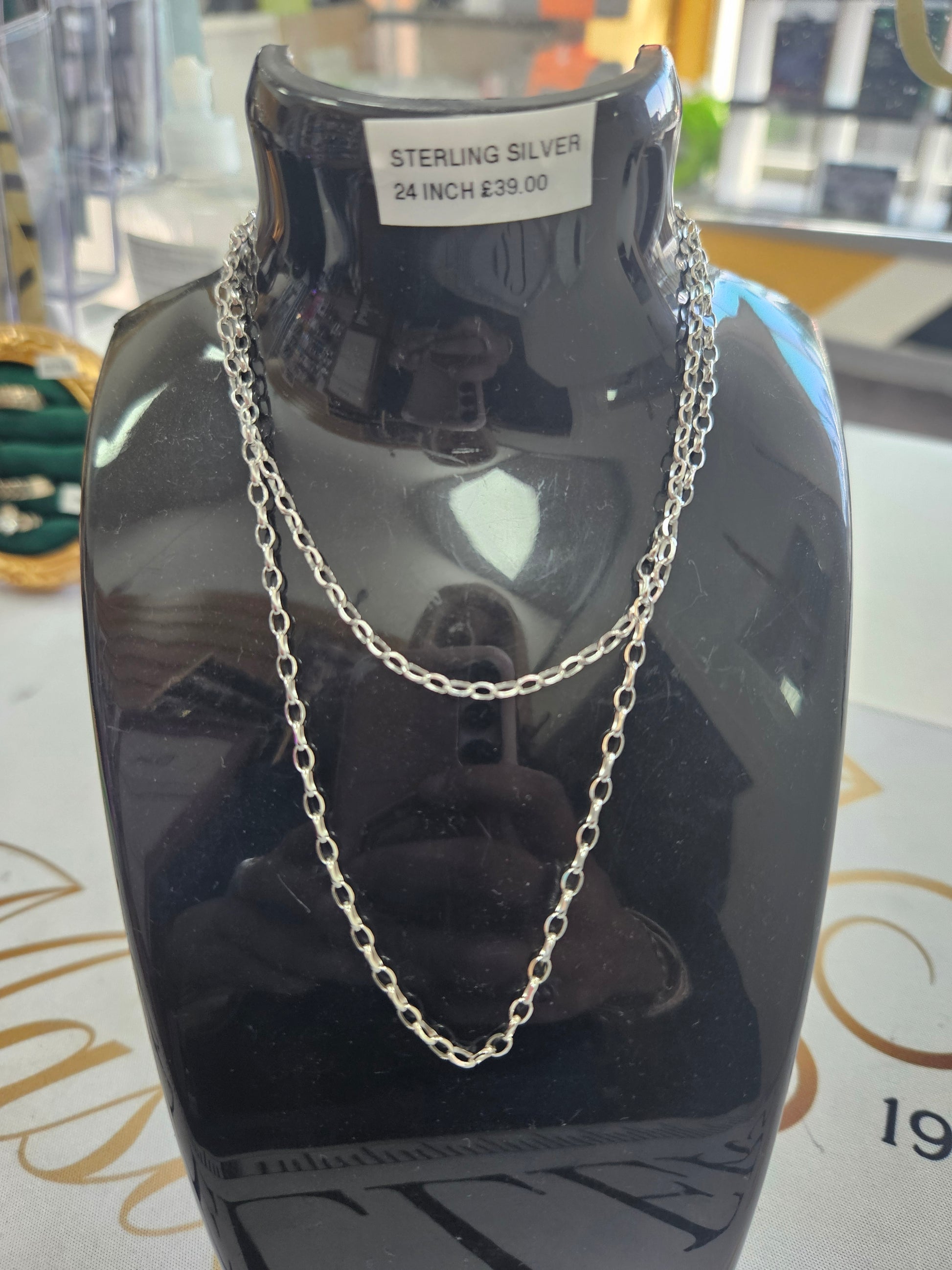 Sterling silver belcher chain 24"