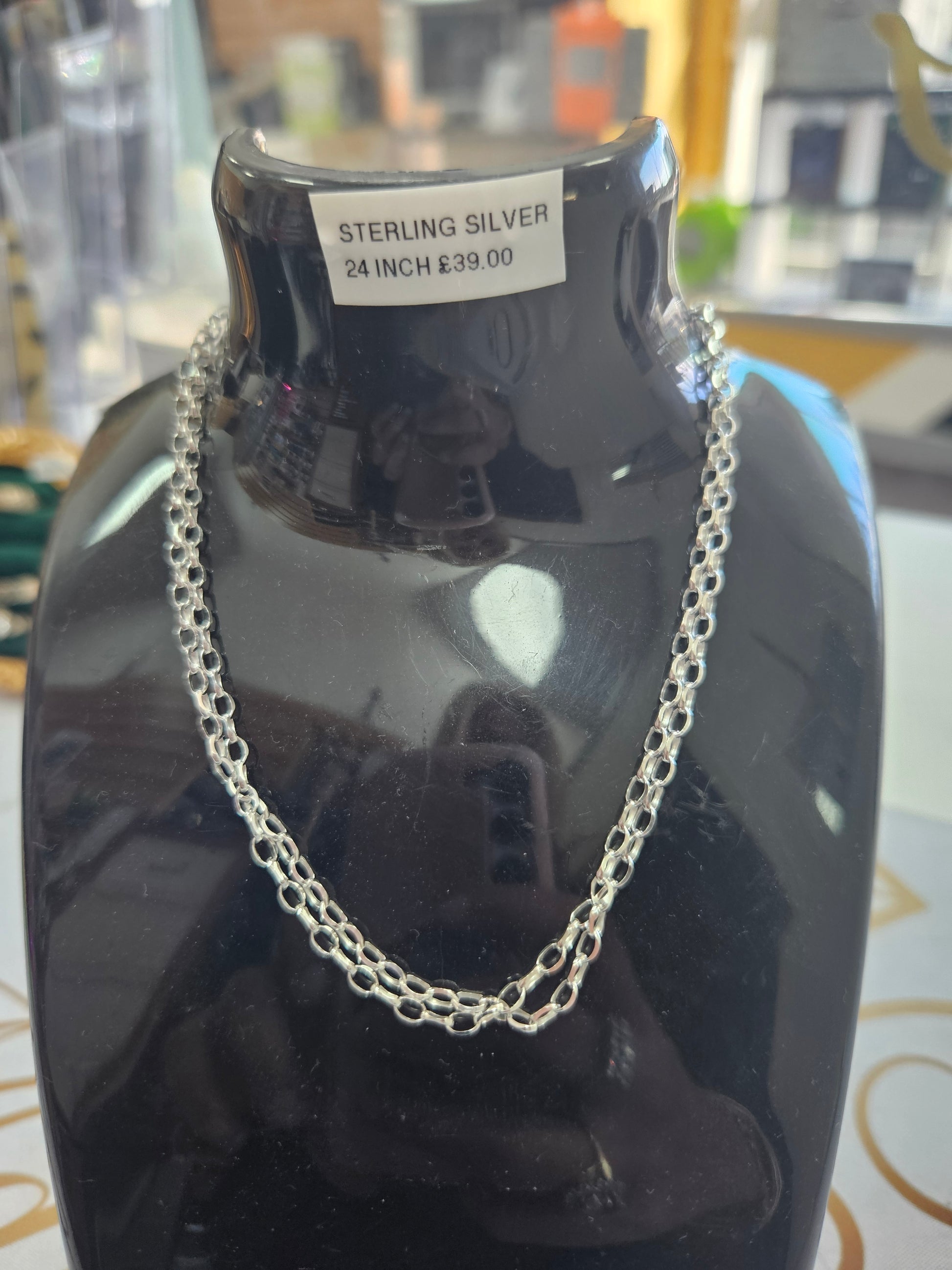 Sterling silver belcher chain 24"