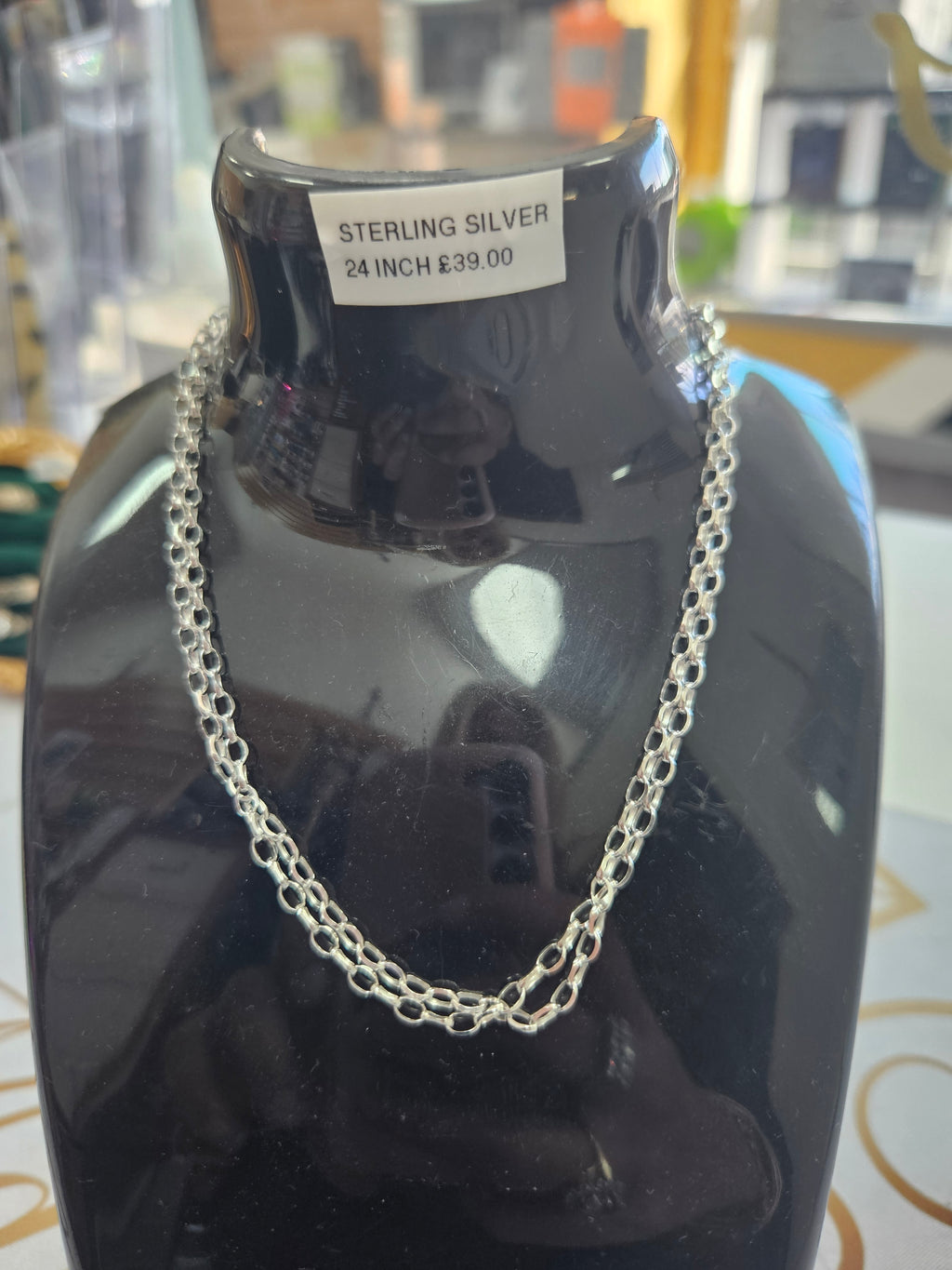 Sterling silver belcher chain 24"